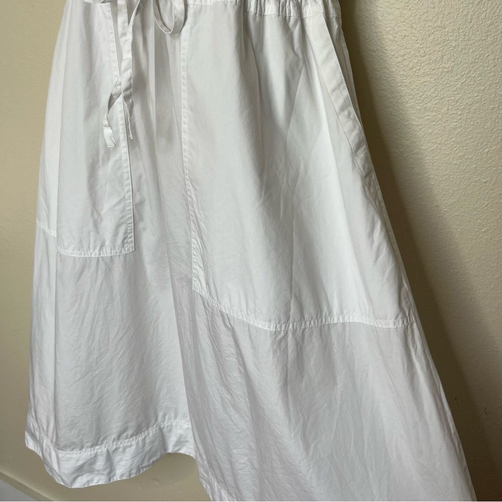 Gap Sleeveless White Midi Dress Elastic Drawstring Waist Patch Pockets Women Med - Picture 5 of 12